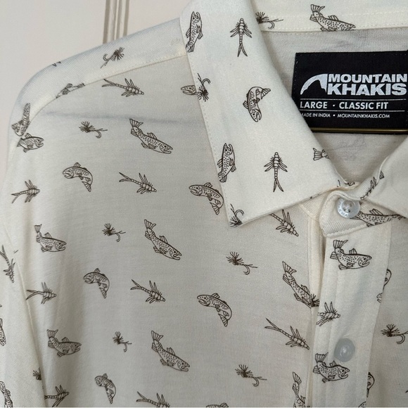 Mountain Khakis Arbor Knit Polo 100% Bamboo Cream Brown Short Sleeve Size L - Picture 5 of 14